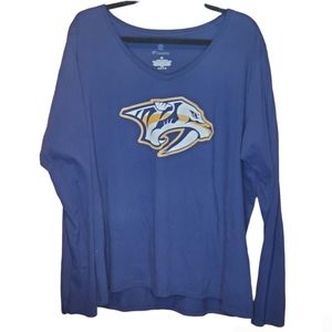 Women's Nashville Predators Navy Pekka Rinne Long Sleeve Tshirt Size 3xl